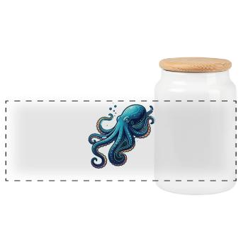 Niedlicher Oktopus Illustration Meer - Panorama Keksdose mit Holzdeckel - Weiß - Vorne