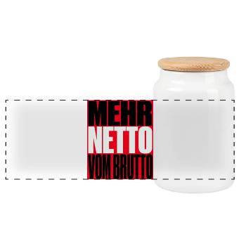 Plus de revenus nets à partir des chiffres bruts - Boîte à biscuits avec couvercle en bois - blanc - Devant