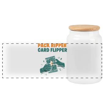 Pack Ripper Card Flipper Trading Card Collector - Panoramic Cookie Jar with Wooden Lid - white - Front