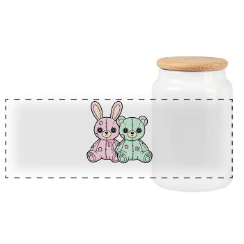 Goth Bunny Horreur Rabbit Gothique Effrayant Effrayant - Boîte à biscuits avec couvercle en bois - blanc - Devant