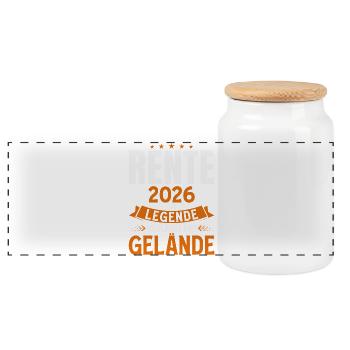 Pensioner 2026 Gift Man Pension Retirement Funny - Panoramic Cookie Jar with Wooden Lid - white - Front