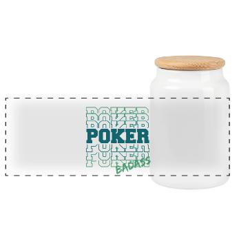 Badass Poker Gradient Typo - Panoramic Cookie Jar with Wooden Lid - white - Front