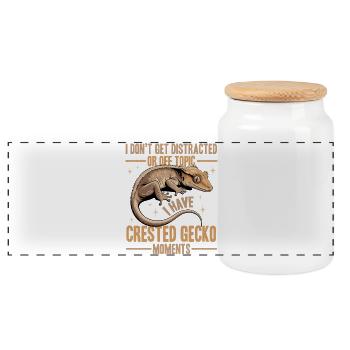 Gecko à crête reptile drôle - Boîte à biscuits avec couvercle en bois - blanc - Devant