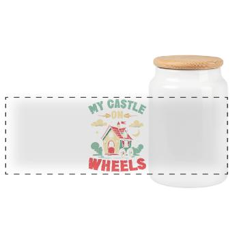 Tiny House Mon château sur roues - Boîte à biscuits avec couvercle en bois - blanc - Devant