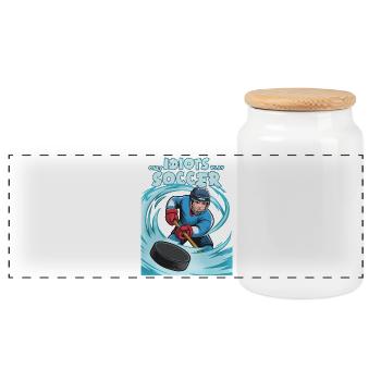 Eishockey Humor, besser als Fußball - Panorama Keksdose mit Holzdeckel - Weiß - Vorne