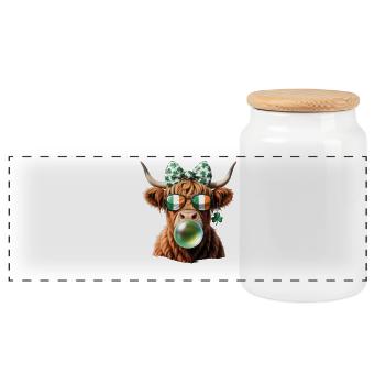 Irish Cow Bubble Sunglasses - Panoramic Cookie Jar with Wooden Lid - white - Front