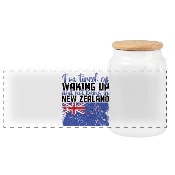 Fatigué de se réveiller sans être en Nouvelle-Zélande en Nouvelle-Zélande - Boîte à biscuits avec couvercle en bois - blanc - Devant