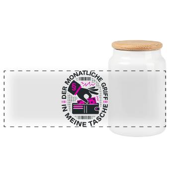 The Monthly Reach Into My Bag - Panoramic Cookie Jar with Wooden Lid - white - Front