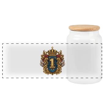 1 Number of coats of arms - Panoramic Cookie Jar with Wooden Lid - white - Front