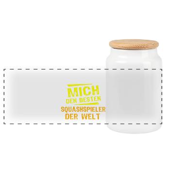 Don de joueur de squash - Boîte à biscuits avec couvercle en bois - blanc - Devant