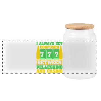 Gambling Fan Confused Between Pellegrino & Casino - Panorama Keksdose mit Holzdeckel - Weiß - Vorne