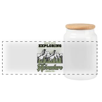 Ne jamais arrêter d’explorer L’aventure attend l’art de la montagne - Boîte à biscuits avec couvercle en bois - blanc - Devant