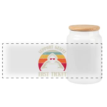 Computer Science Coder SUPPORT LAW FIRST TICKET - Panoramic Cookie Jar with Wooden Lid - white - Front