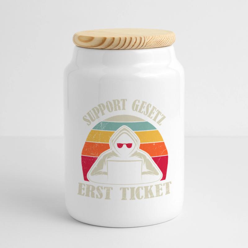 Computer Science Coder SUPPORT GESETZ ERST TICKET Panorama Keksdose mit Holzdeckel