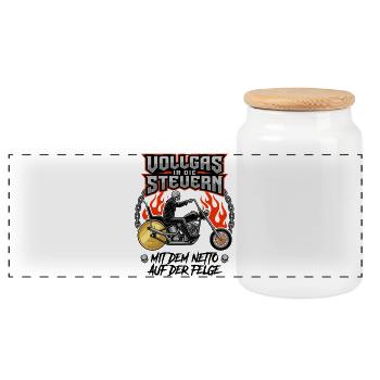 À fond dans les impôts - Boîte à biscuits avec couvercle en bois - blanc - Devant