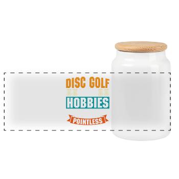 Disc Golf Geschenke Discgolf - Panorama Keksdose mit Holzdeckel - Weiß - Vorne