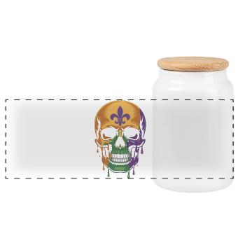 Mardi Gras Totenkopf Shirt – Karneval - Panorama Keksdose mit Holzdeckel - Weiß - Vorne