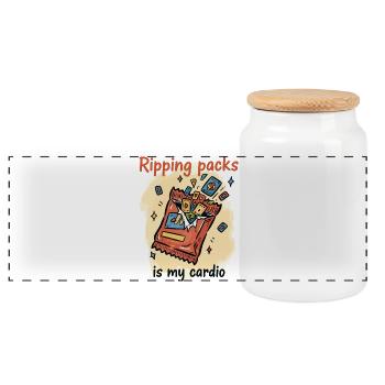 Packs zu rippen ist mein Cardio-Sammelkarten-Booster - Panorama Keksdose mit Holzdeckel - Weiß - Vorne