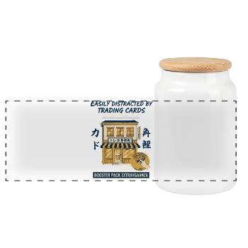Distracted By Trading Cards Booster Pack - Panoramic Cookie Jar with Wooden Lid - white - Front