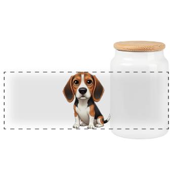 Süßer Beagle Hund Cartoon Treuer Freund Herrchen - Panorama Keksdose mit Holzdeckel - Weiß - Vorne