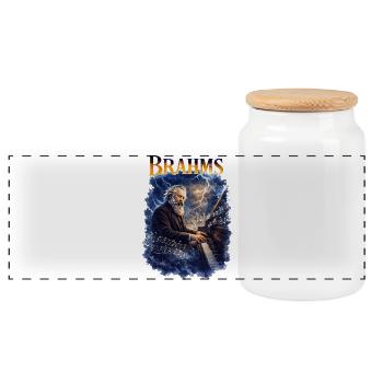 Tempête de piano de Brahms - Boîte à biscuits avec couvercle en bois - blanc - Devant