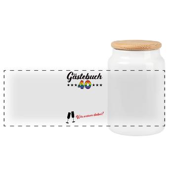 40 Years Guestbook Outfit 40th Birthday Anniversary - Panoramic Cookie Jar with Wooden Lid - white - Front