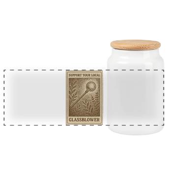 Soutenez les souffleurs de verre locaux | Métiers - Boîte à biscuits avec couvercle en bois - blanc - Devant