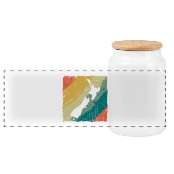 Logo rétro de la carte terrestre de la Nouvelle-Zélande Vintage NZ - Boîte à biscuits avec couvercle en bois - blanc - Devant