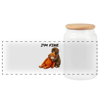 Baby Monkey Punch Meme - Panoramic Cookie Jar with Wooden Lid - white - Front