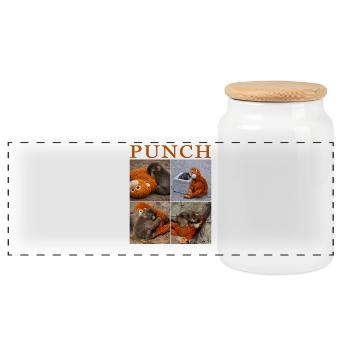 Team Monkey Punch - Panoramic Cookie Jar with Wooden Lid - white - Front