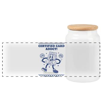 Certified Card Addict Trading Card Booster Pack - Panorama Keksdose mit Holzdeckel - Weiß - Vorne