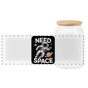 Need Space Astronaut Motiv - Panorama Keksdose mit Holzdeckel - Weiß - Vorne