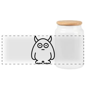 monster - Panoramic Cookie Jar with Wooden Lid - white - Front