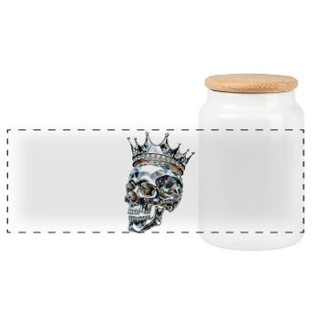 Crystal Skull King Diamond Crown - Panoramic Cookie Jar with Wooden Lid - white - Front