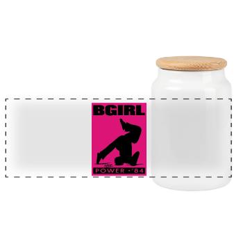 BGirl Power 84 Silhouette - Panoramic Cookie Jar with Wooden Lid - white - Front