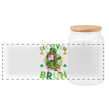 Unicorn St. Patrick's Day - Panoramic Cookie Jar with Wooden Lid - white - Front