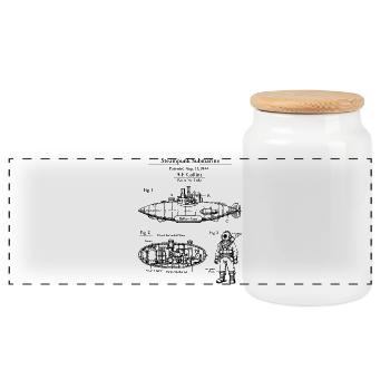Plan vintage du sous-marin steampunk - Boîte à biscuits avec couvercle en bois - blanc - Devant