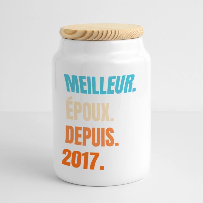 Bester Ehemann seit 2017 Geschenk-Ehemann Panorama Keksdose mit Holzdeckel