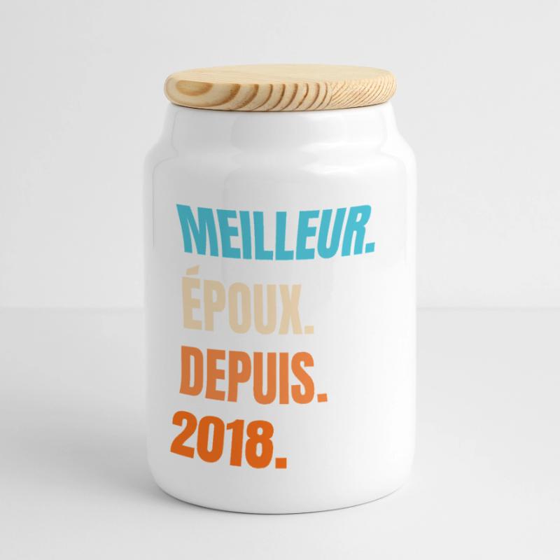 Bester Ehemann seit 2018 Geschenk-Ehemann Panorama Keksdose mit Holzdeckel