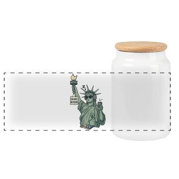 Statue de la Liberté : Ne dérangez pas le design du café - Boîte à biscuits avec couvercle en bois - blanc - Devant