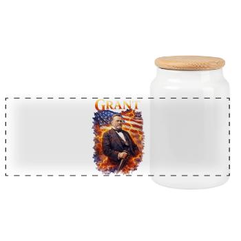 War Hero with Firestorm Flag - Panoramic Cookie Jar with Wooden Lid - white - Front