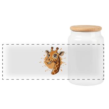 Giraffen Spritzer Cartoon - Panorama Keksdose mit Holzdeckel - Weiß - Vorne