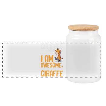 Giraffes Are Great Skateboard Giraffe - Panoramic Cookie Jar with Wooden Lid - white - Front