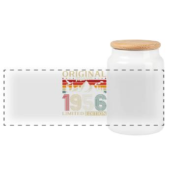 70ème anniversaire cadeau mari Vintage mars 1956 - Boîte à biscuits avec couvercle en bois - blanc - Devant