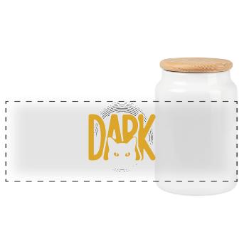 DARK Cat Eyes Minimal Design - Panoramic Cookie Jar with Wooden Lid - white - Front