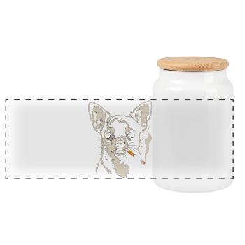 Chemise Chihuahua – Motif de chien croquis - Boîte à biscuits avec couvercle en bois - blanc - Devant