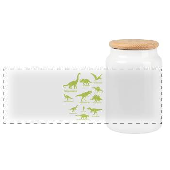 Dinosaurier Shirt für Dino Fans - Panorama Keksdose mit Holzdeckel - Weiß - Vorne