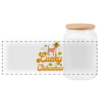 Chihuahua Chihuahueño Lucky - Panoramic Cookie Jar with Wooden Lid - white - Front