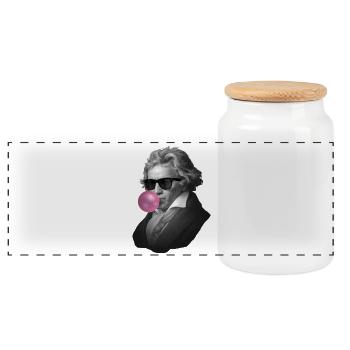 Genie with bubblegum and sunglasses - Panoramic Cookie Jar with Wooden Lid - white - Front