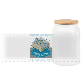 Freshly deserved absorbed by the office - Panoramic Cookie Jar with Wooden Lid - white - Front